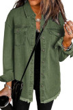 Solid Color Lapel Long Sleeved Cardigan Shirt