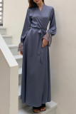 Long Sleeved Lace Hollow Backless Dress Pajamas