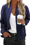 Jacquard Long Sleeved Zipper Cardigan Jacket