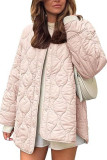 Solid Color Round Neck Loose Cotton Cardigan Jacket