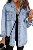 Solid Color Lapel Long Sleeved Cardigan Shirt