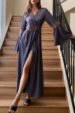 Long Sleeved Lace Hollow Backless Dress Pajamas