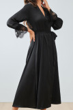 Long Sleeved Lace Hollow Backless Dress Pajamas