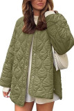 Solid Color Round Neck Loose Cotton Cardigan Jacket