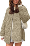 Solid Color Round Neck Loose Cotton Cardigan Jacket