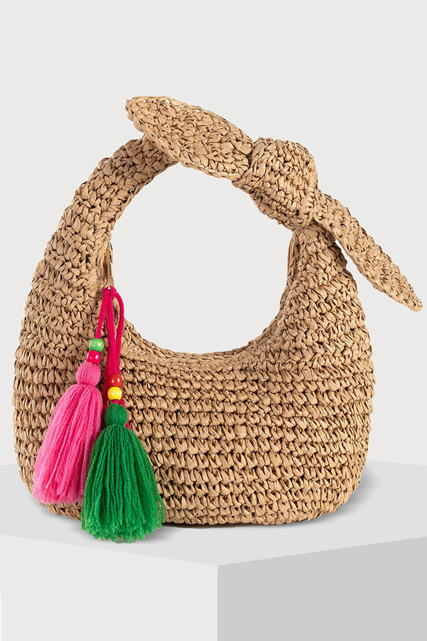 Bow Woven Straw Bag Handbag