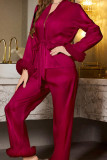 Long Sleeved Shirt Wide Leg Pants Pajamas Two-Piece Set