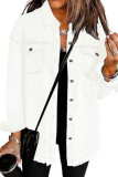Solid Color Lapel Long Sleeved Cardigan Shirt