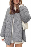 Solid Color Round Neck Loose Cotton Cardigan Jacket
