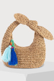 Bow Woven Straw Bag Handbag