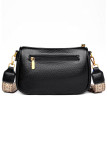 Retro Metal Buckle Lychee Patterned Crossbody Bag