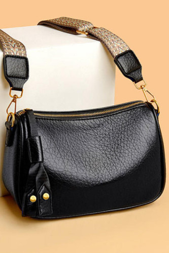 Retro Metal Buckle Lychee Patterned Crossbody Bag