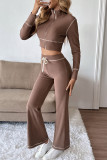 Long Sleeved Cardigan Wide Leg Pants Sports Two-Piece Set