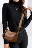 Retro Metal Buckle Lychee Patterned Crossbody Bag