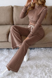 Long Sleeved Cardigan Wide Leg Pants Sports Two-Piece Set