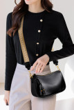 Retro Metal Buckle Lychee Patterned Crossbody Bag