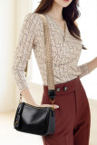 Retro Metal Buckle Lychee Patterned Crossbody Bag