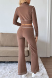 Long Sleeved Cardigan Wide Leg Pants Sports Two-Piece Set