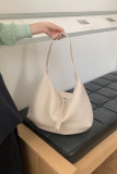 Large Capacity Solid Color Retro Shoulder Bag 