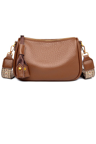 Retro Metal Buckle Lychee Patterned Crossbody Bag