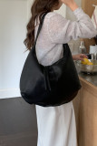 Large Capacity Solid Color Retro Shoulder Bag 