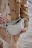 Solid Color Lychee Patterned Messenger Bag Crossbody Bag