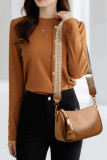 Retro Metal Buckle Lychee Patterned Crossbody Bag