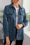Solid Color Lapel Corduroy Long Sleeved Shirt