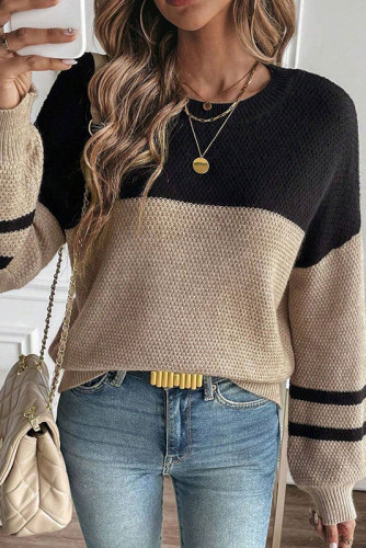 Long Sleeved Round Neck Knitted Pullover Sweater