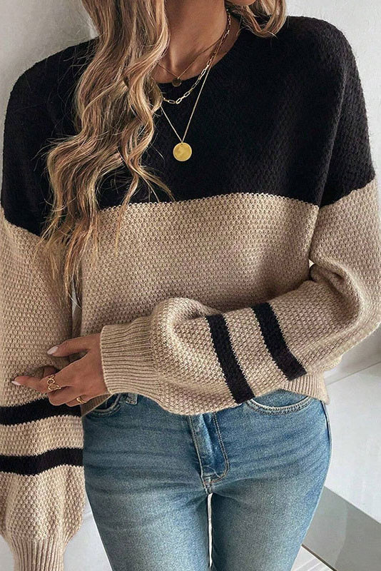 Long Sleeved Round Neck Knitted Pullover Sweater