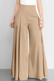Solid Color High Waisted Casual Wide Leg Pants