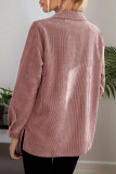 Solid Color Lapel Corduroy Long Sleeved Shirt