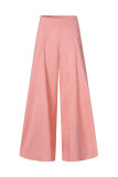 Solid Color High Waisted Casual Wide Leg Pants