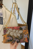 Embroidered One Shoulder Envelope Handbag