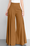 Solid Color High Waisted Casual Wide Leg Pants