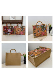 Linen Sequin Embroidered Large Capacity Bamboo Knot Handbag