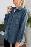 Solid Color Lapel Corduroy Long Sleeved Shirt