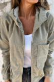 Large Size Long Sleeved Corduroy Hooded Cardigan Jacket