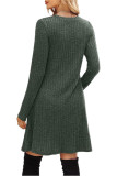 Solid Color Loose Long Sleeved Irregular Waist Cinching Dress