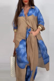 Long Size Cardigan Printed Top Pants Two-Piece Set