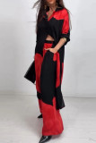 Long Size Cardigan Printed Top Pants Two-Piece Set