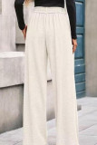 Solid Color High Elasticity Waist Straight Leg Pants