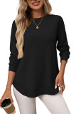 Waffle Casual Versatile Knitted Long Sleeved T-Shirt