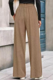 Solid Color High Elasticity Waist Straight Leg Pants