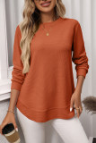 Waffle Casual Versatile Knitted Long Sleeved T-Shirt