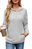 Solid Color Long Sleeved Hooded Sweatshirt