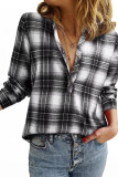 V-Neck Checkered Printed Long Sleeved Shirt