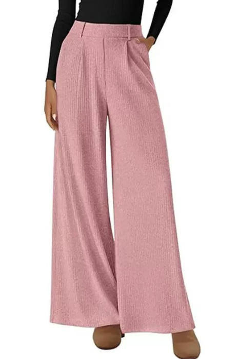 Solid Color High Elasticity Waist Straight Leg Pants