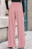 Solid Color High Elasticity Waist Straight Leg Pants