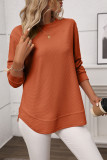 Waffle Casual Versatile Knitted Long Sleeved T-Shirt